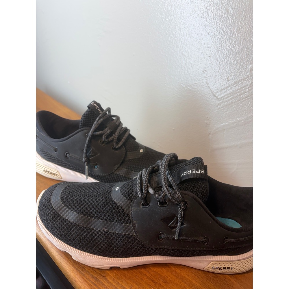 Sperry 7 SEAS 3-Eye Mens Black Mesh Boat Shoes Sneakers STS15524 Size 8.5M
